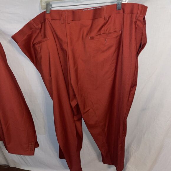 Stacy Adams Men’s 3 Pc Suit Sz 60R Jacket 54x29 Pants Red Tetron Blend Business - Picture 15 of 16